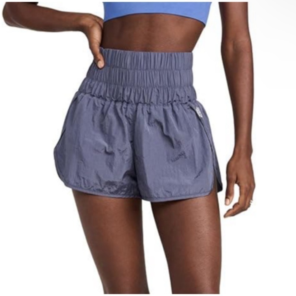 Free People Movement The Way Home Smocked Elastic Waistband Shorts Purple XS